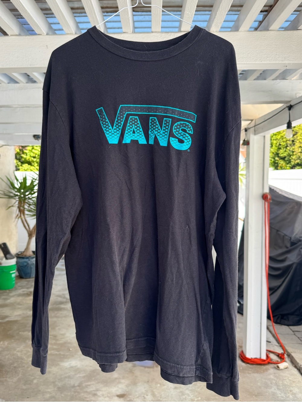 Vans Black Long-Sleeve Tee with Teal Logo